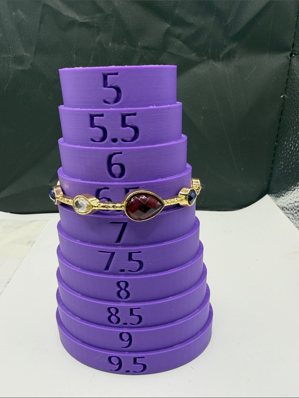 Gold-Tone Bracelet with Red Center Stone and Multicolor Accents